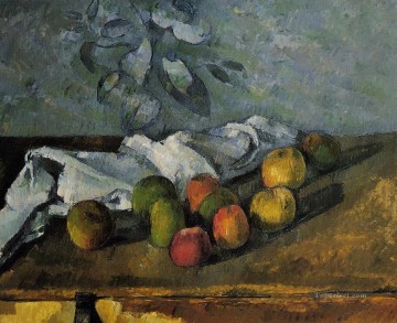  Apples Painting - Apples and a Napkin Paul Cezanne